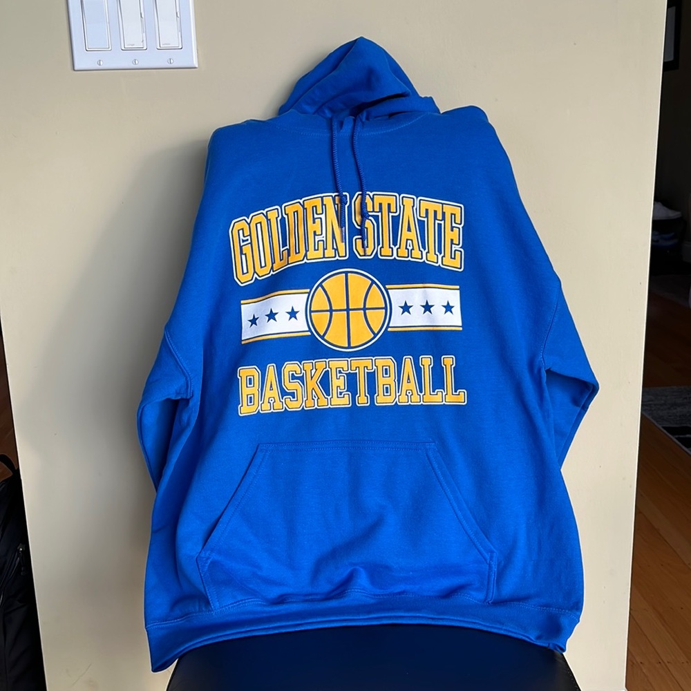 Two Golden State Basketball Blue hooded sweatshirt, Size Large & Small, NEW.